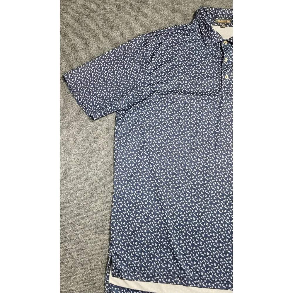 Peter Millar Crown Summer Comfort Blue Floral Performance Jersey Golf Polo Sz XL